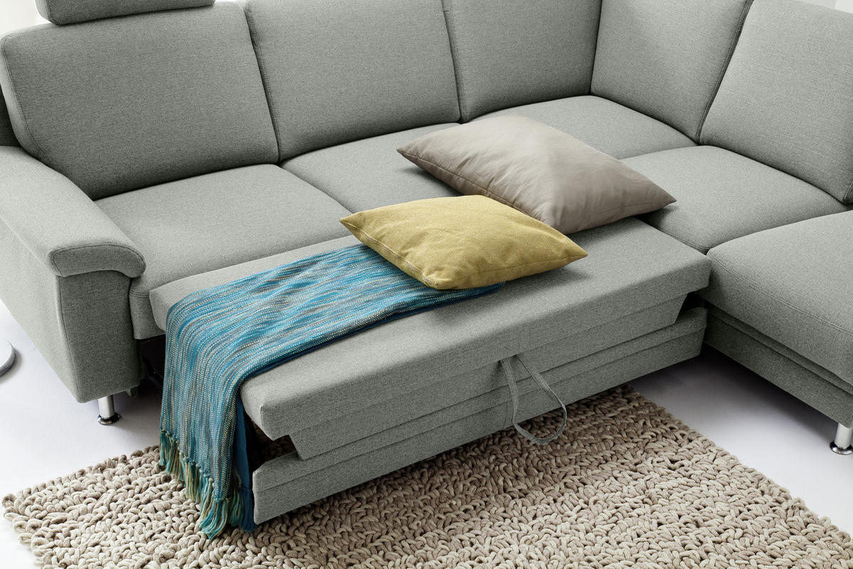 ECKSOFA in Flachgewebe Dunkelgrau  - Chromfarben/Dunkelgrau, Design, Textil (255/208cm) - Pure Home Comfort