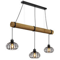 HÄNGELEUCHTE Caldwell 100/20/150 cm  - Schwarz/Braun, Natur, Holz/Kunststoff (100/20/150cm) - Globo