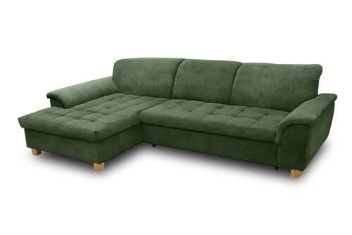 ECKSOFA in Mikrofaser Grün  170/281 cm  - Eichefarben/Grün, KONVENTIONELL, Holz/Textil (170/281cm) - MID.YOU