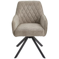 ARMLEHNSTUHL  in Eisen Webstoff, Leinenoptik  - Schwarz/Braun, MODERN, Holz/Textil (60/87/65cm) - Livetastic