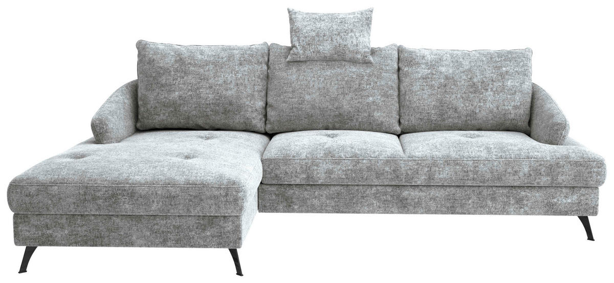ECKSOFA in Webstoff Grau  - Schwarz/Grau, Konventionell, Textil/Metall (183/293cm) - Carryhome