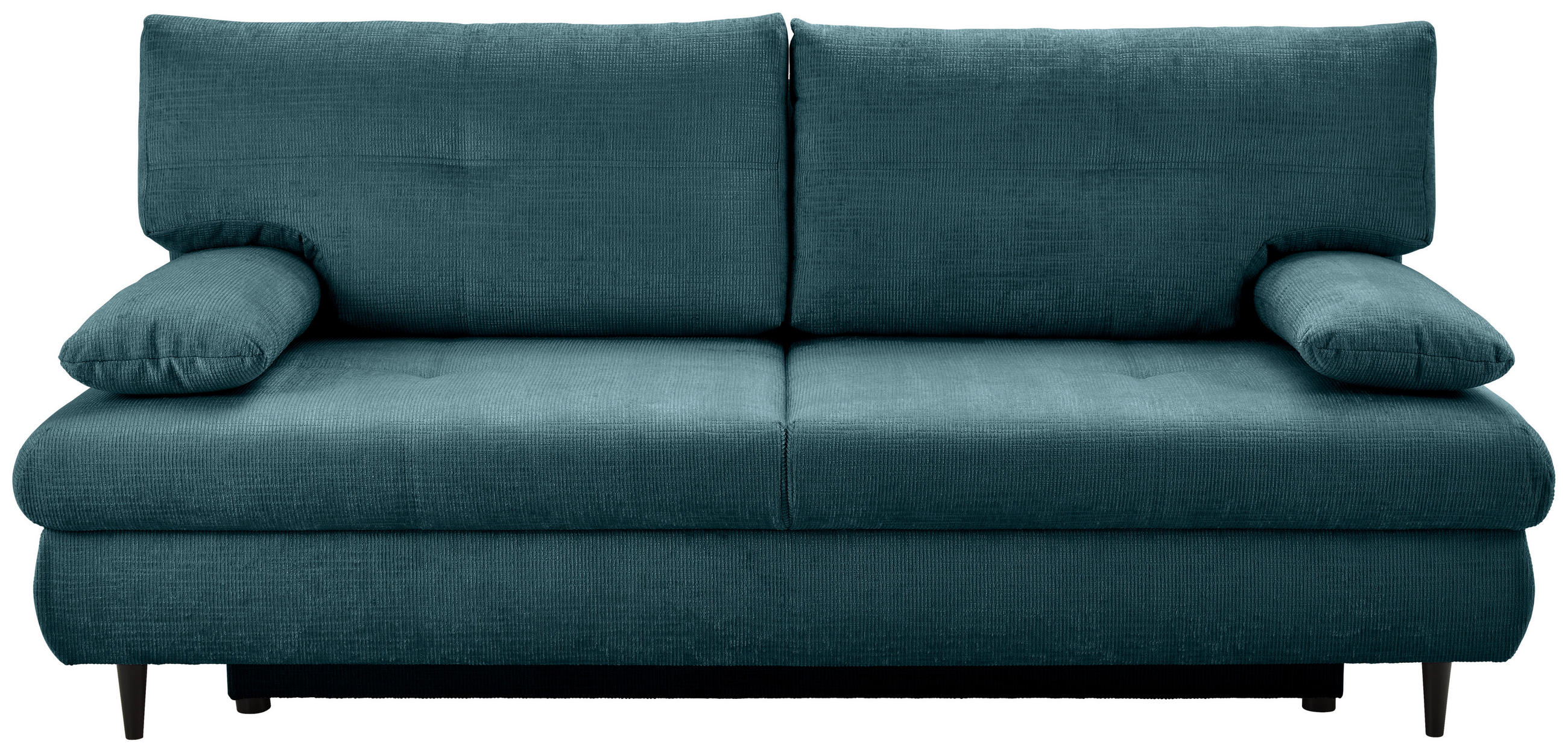 SCHLAFSOFA Chenille Petrol  inkl. Rückenkissen, Armlehnenkissen, Bettkasten, Schlaffunktion, Rücken echt, Liegefläche im Originalstoff  - Petrol/Schwarz, KONVENTIONELL, Holz/Textil (212/97/105cm) - Carryhome