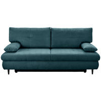 SCHLAFSOFA Chenille Petrol  inkl. Rückenkissen, Armlehnenkissen, Bettkasten, Schlaffunktion, Rücken echt, Liegefläche im Originalstoff  - Petrol/Schwarz, KONVENTIONELL, Holz/Textil (212/97/105cm) - Carryhome