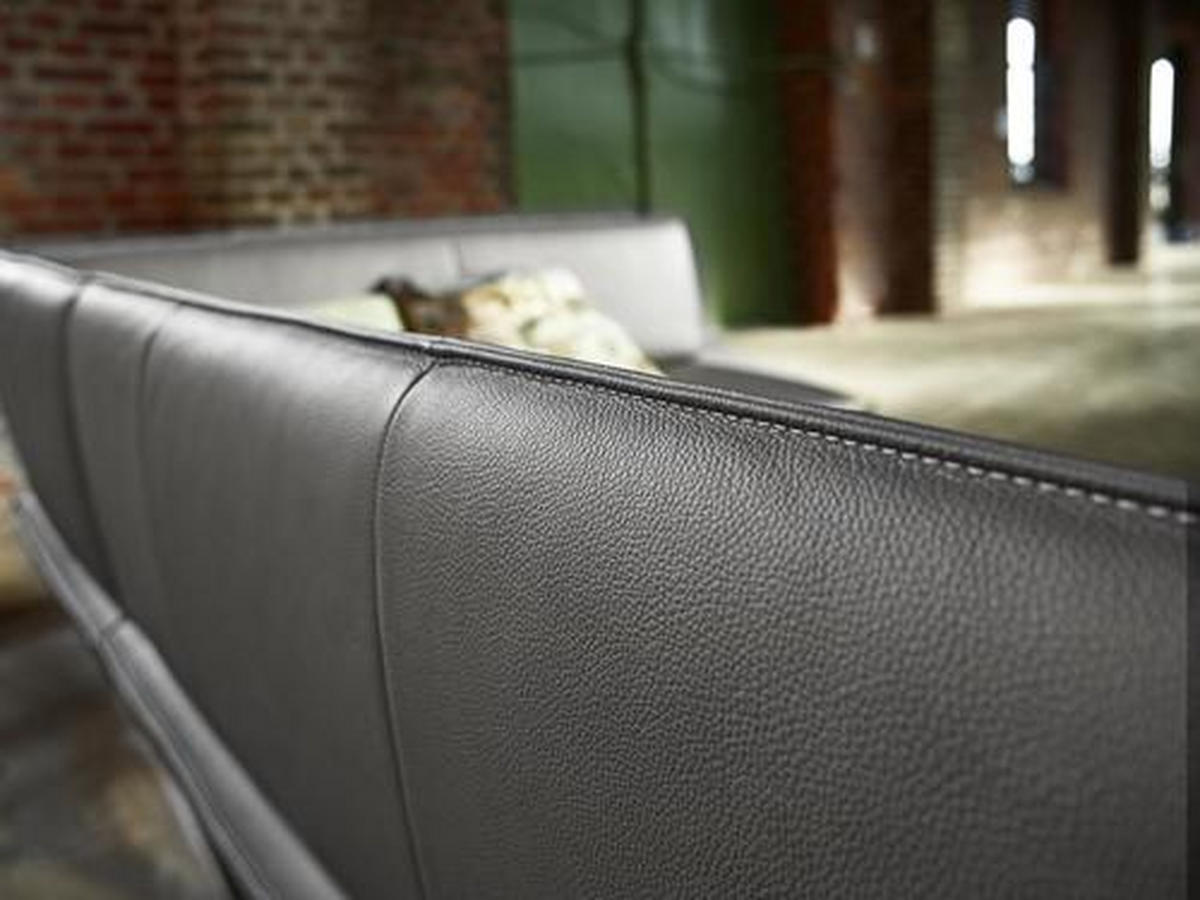 ECKBANK in Holz, Metall, Leder Schlammfarben, Eichefarben, Nickelfarben  - Edelstahlfarben/Schlammfarben, Design, Leder/Holz (237/162cm) - Ambiente