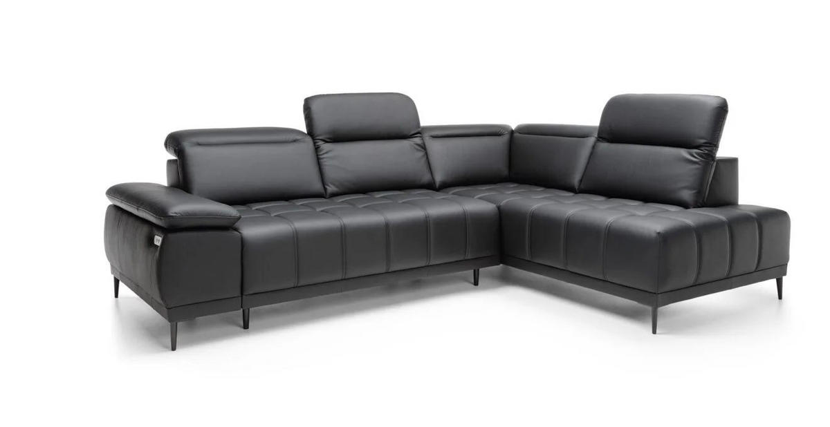 UGAONA GARNITURA crna  - crna, Moderno, koža/metal (278x204/82-98/106cm) - Welnova