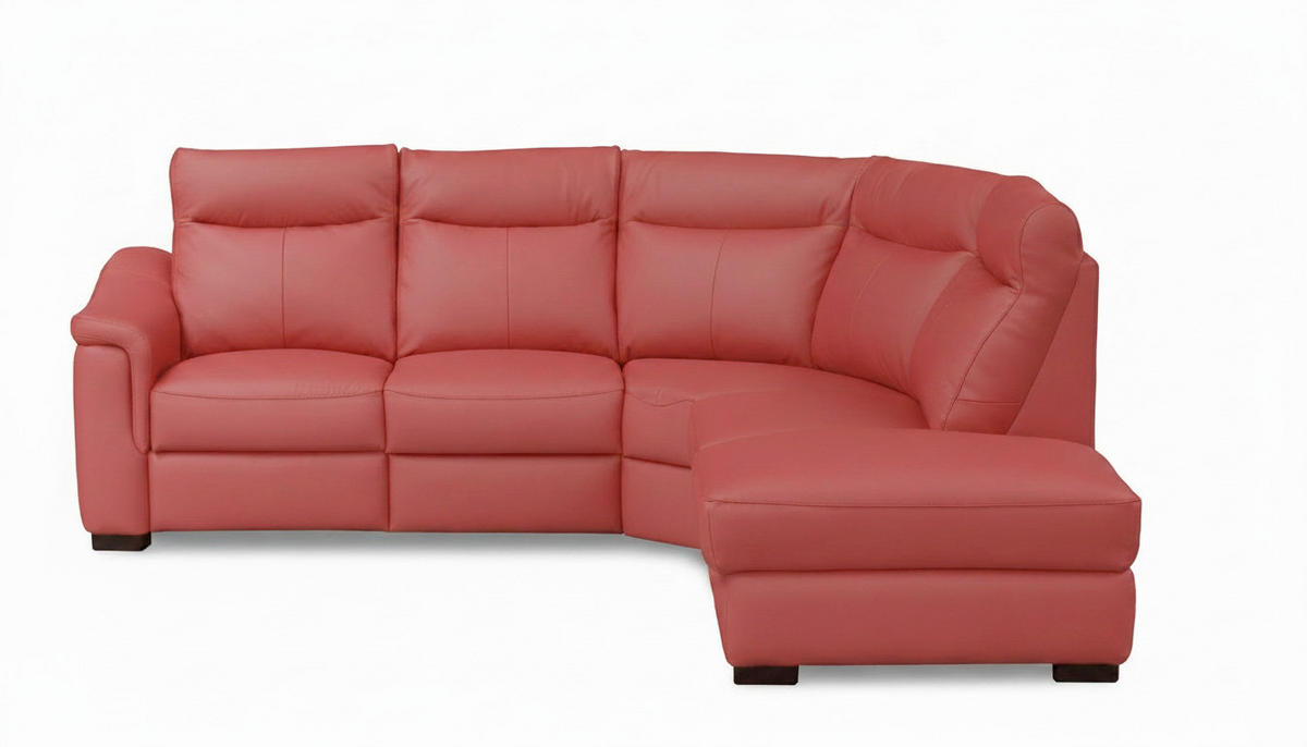 ECKSOFA Echtleder Rot  - Wengefarben/Rot, Design, Leder/Holz (260/229cm) - Livetastic