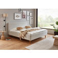 POLSTERBETT gepolstertes Kopfteil, Lattenrost, Bettkasten Beige 160/200 cm  - Eichefarben/Birkefarben, Design, Holz/Textil (160/200cm) - Xora
