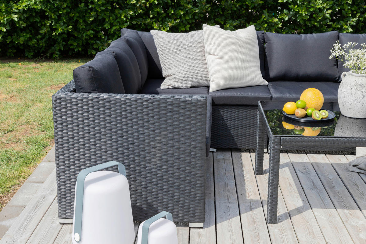 LOUNGEGRUPP  - svart, Klassisk, glas/textil - Gardenson