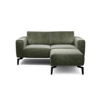 Zweisitzer inkl. Hocker Samt Waldgrün  - Waldgrün/Schwarz, Design, Textil/Metall (180/86/86-94cm) - SENSOO