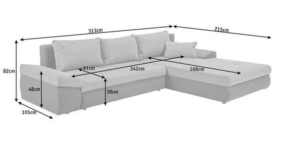 ECKSOFA Anthrazit, Dunkelgrau Webstoff  - Dunkelgrau/Anthrazit, Design, Kunststoff/Textil (313/215cm) - Carryhome