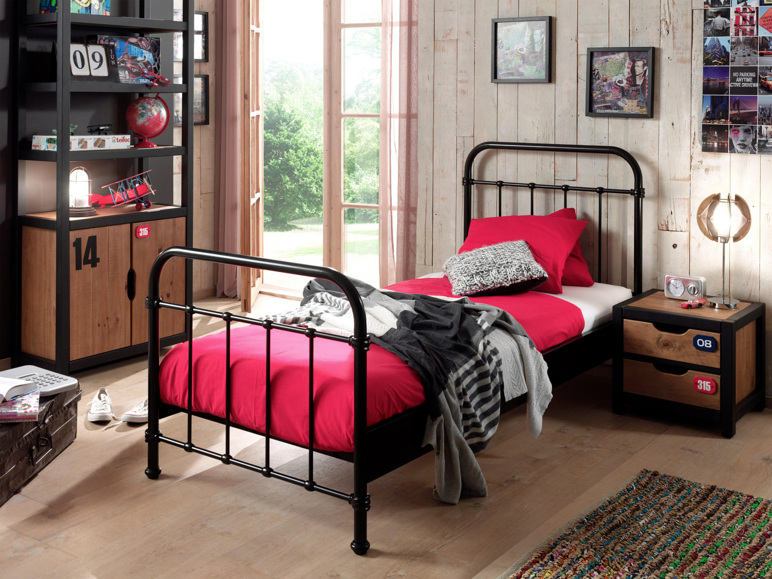KINDER-/JUNIORBETT 90/200 cm  in Schwarz  - Schwarz, ROMANTIK / LANDHAUS, Metall (90/200cm) - MID.YOU