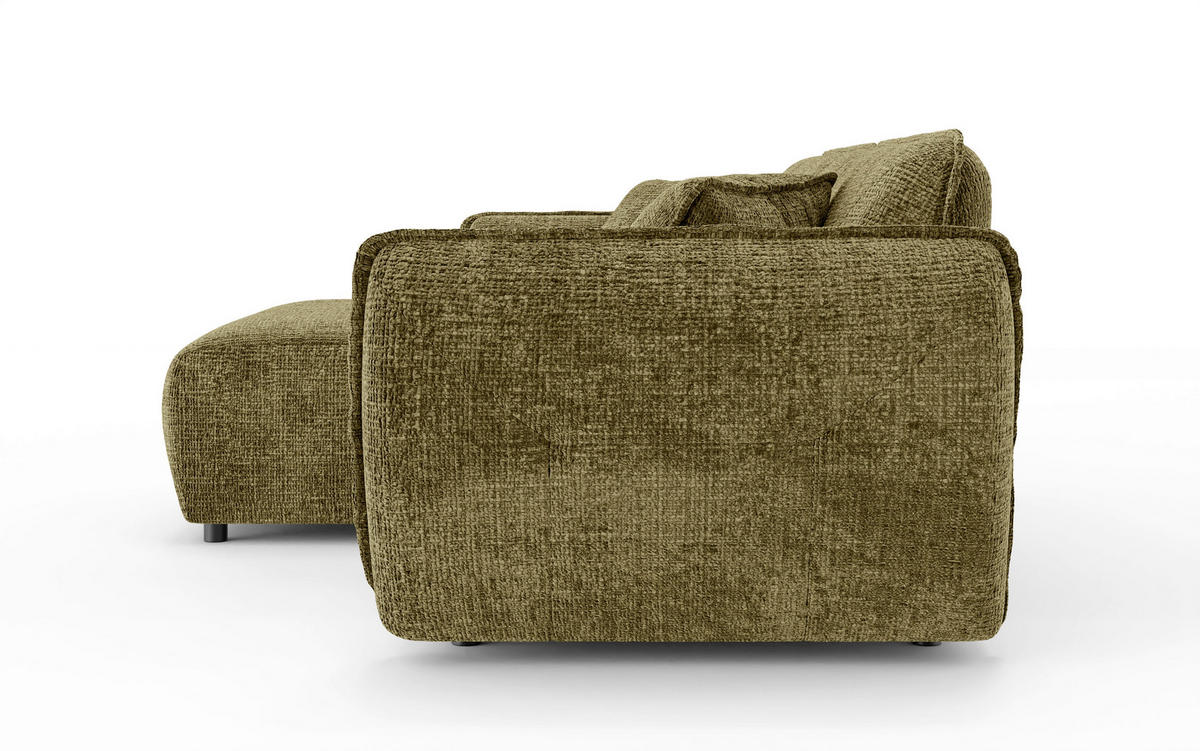 ECKSOFA Nelia Grün Chenille  - Schwarz/Grün, Design, Kunststoff/Textil (155/252cm) - P & B