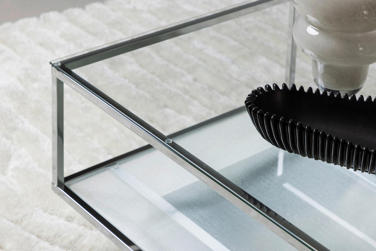 COUCHTISCH in Metall, Glas 130/60/38 cm  - Silberfarben, MODERN, Glas/Metall (130/60/38cm) - Livetastic