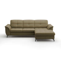 ECKSOFA ZORA E Olivgrün Echtleder  - Schwarz/Olivgrün, MODERN, Leder/Metall (262/164cm) - Sit & More