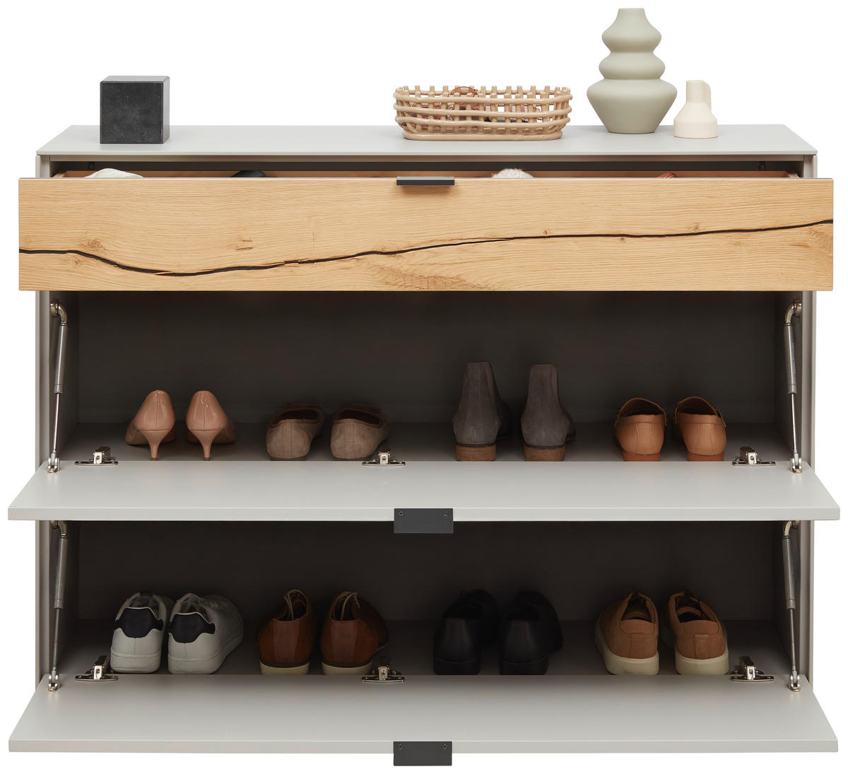 SCHUHSCHRANK 121,9/85,9/37,1 cm  - Wildeiche/Schwarz, Design, Holz/Holzwerkstoff (121,9/85,9/37,1cm) - Dieter Knoll