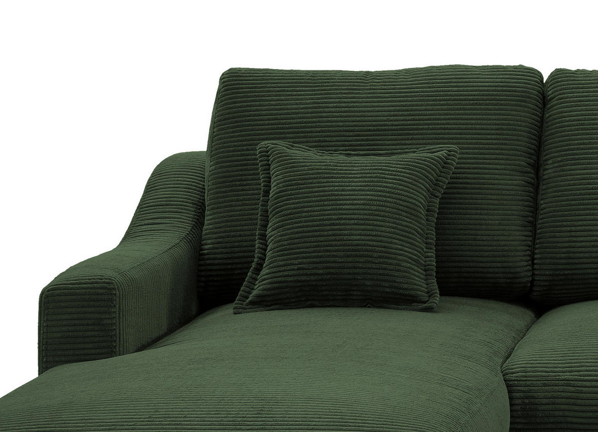 WOHNLANDSCHAFT Dunkelgrün Cord  - Dunkelgrün/Naturfarben, KONVENTIONELL, Holz/Textil (150/301/200cm) - P & B