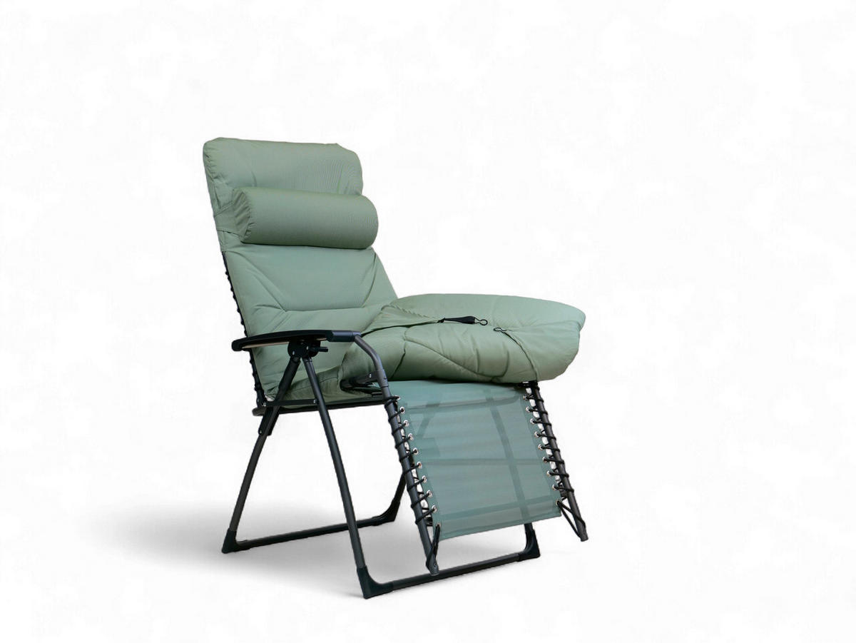 GARTEN-RELAXSESSEL 70/130/80 cm  - Anthrazit/Grün, Basics, Kunststoff/Textil (70/130/80cm)