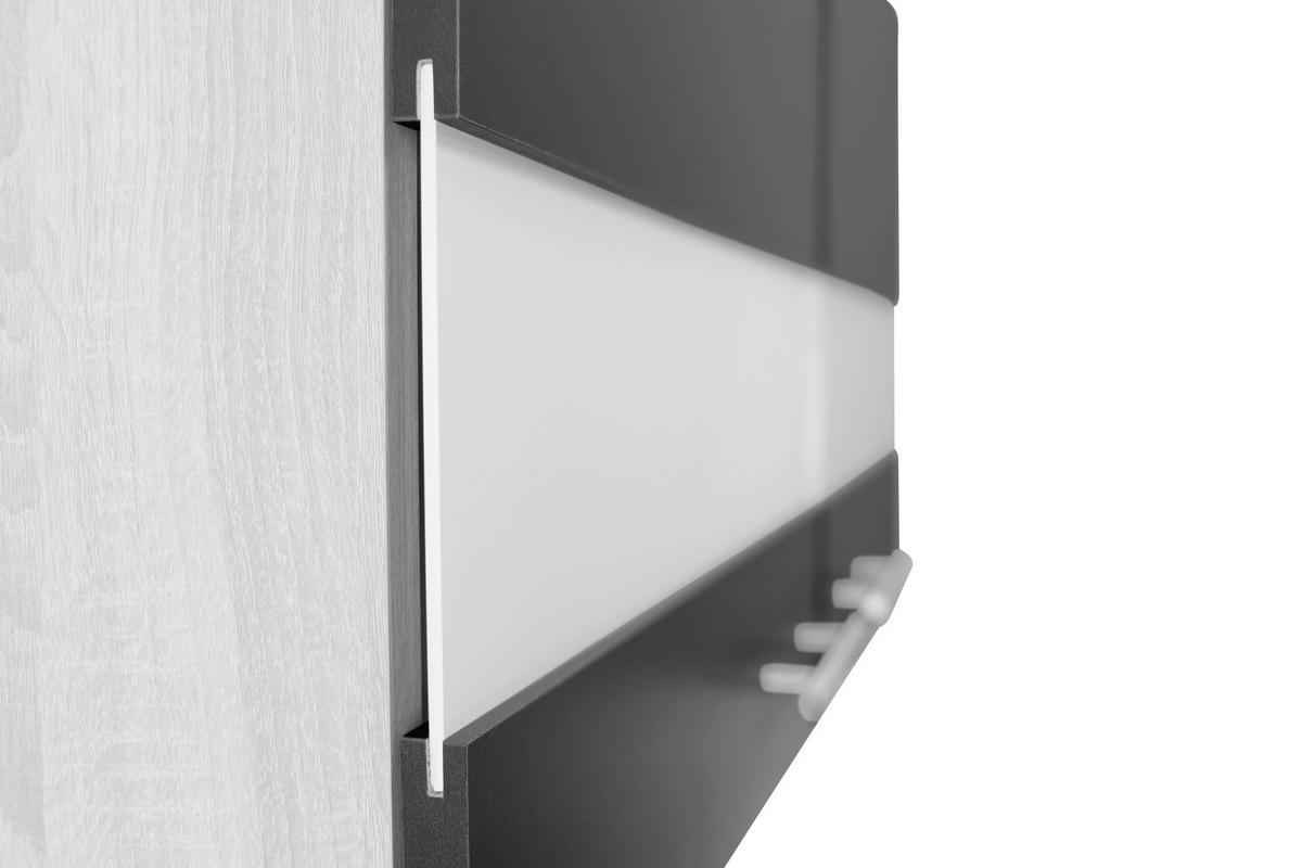 MINIKÜCHE 100 cm   in Schwarz, Eichefarben  - Eichefarben/Silberfarben, Basics, Glas/Holzwerkstoff (100cm) - Respekta
