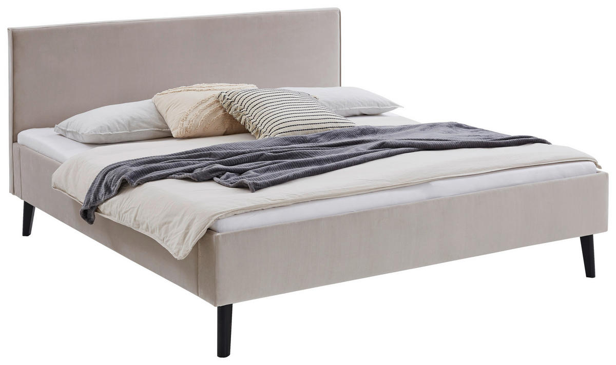 POLSTERBETT 180/200 cm  in Beige  - Beige/Schwarz, Basics, Holz/Textil (180/200cm) - Boxxx