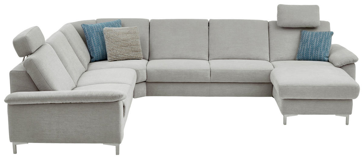 WOHNLANDSCHAFT Chenille Silberfarben, Hellgrau  - Silberfarben/Hellgrau, Design, Textil/Metall (265/333/170cm) - Dieter Knoll