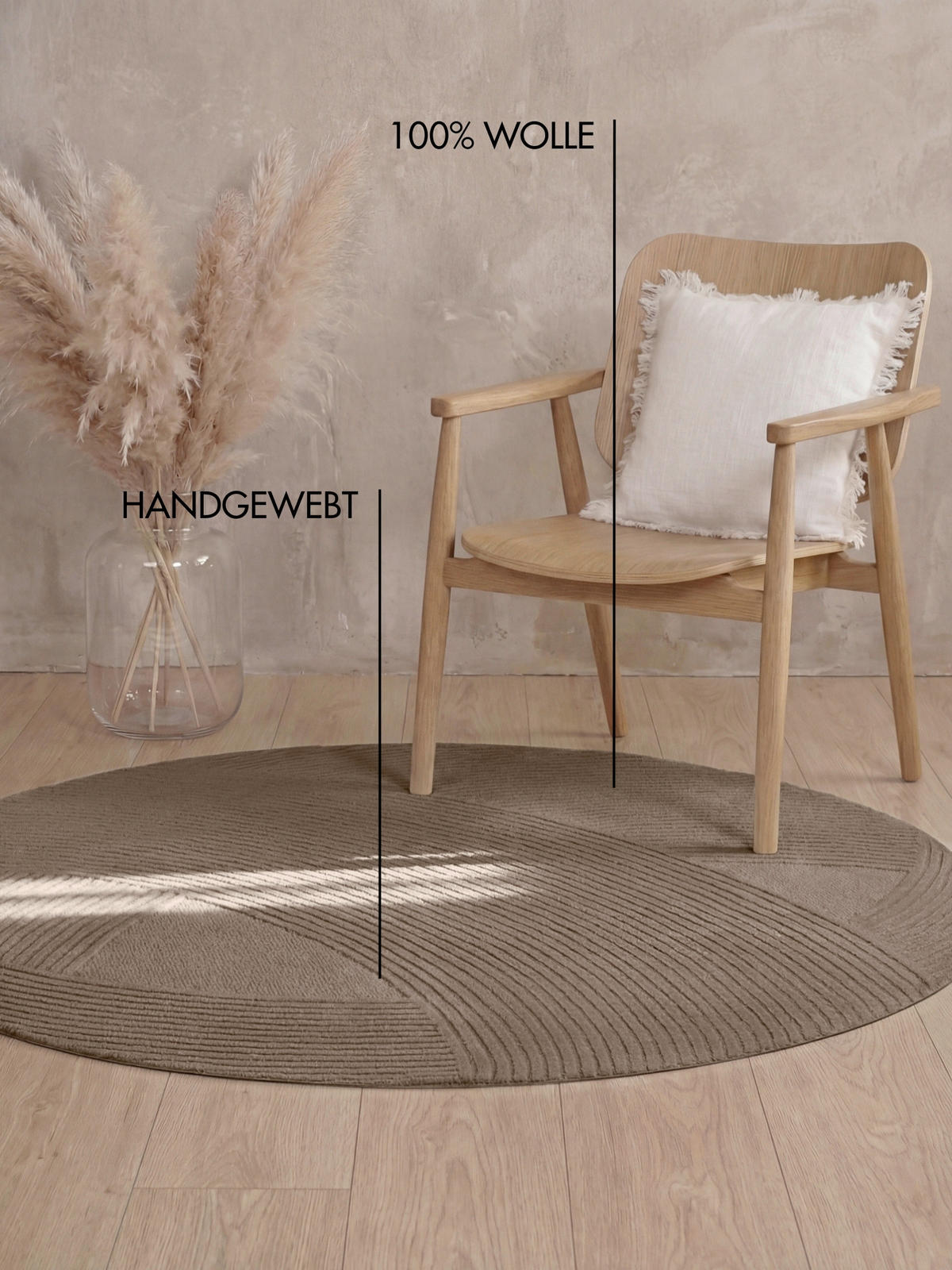 WOLLTEPPICH 200 cm Kensington Braun rund  - Braun, Basics, Textil (200cm) - Ted Baker