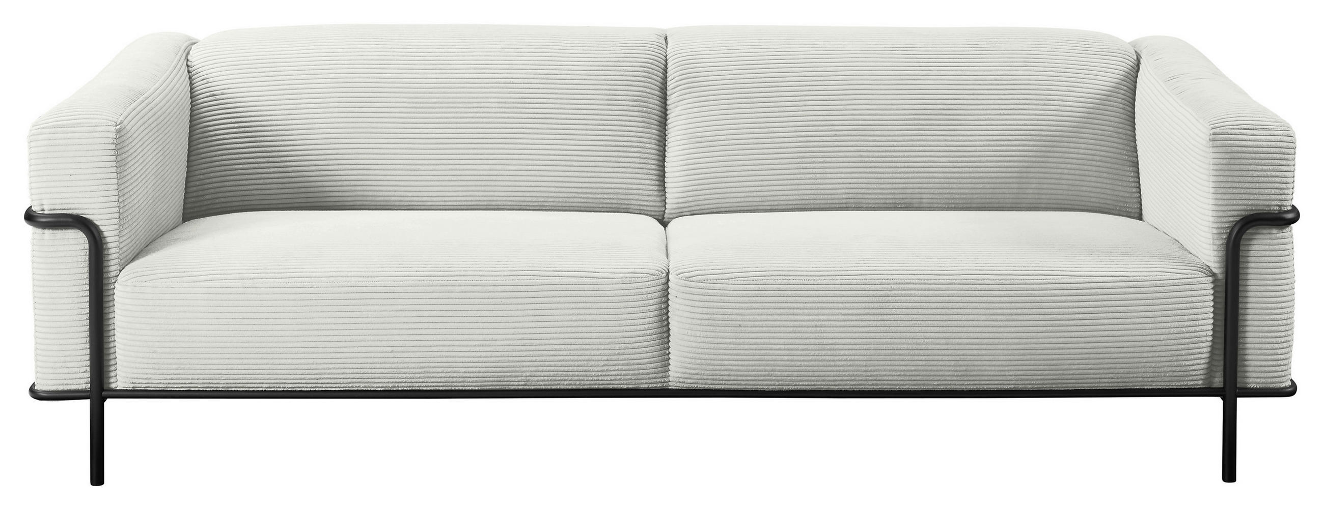 3-SITZER-SOFA in Cord Hellgrau  - Hellgrau/Schwarz, Design, Textil/Metall (236/67/96cm) - Johann Jakob