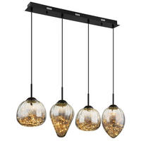 LED-HÄNGELEUCHTE 91/20/120 cm  - Klar/Schwarz, Design, Glas/Metall (91/20/120cm) - Globo