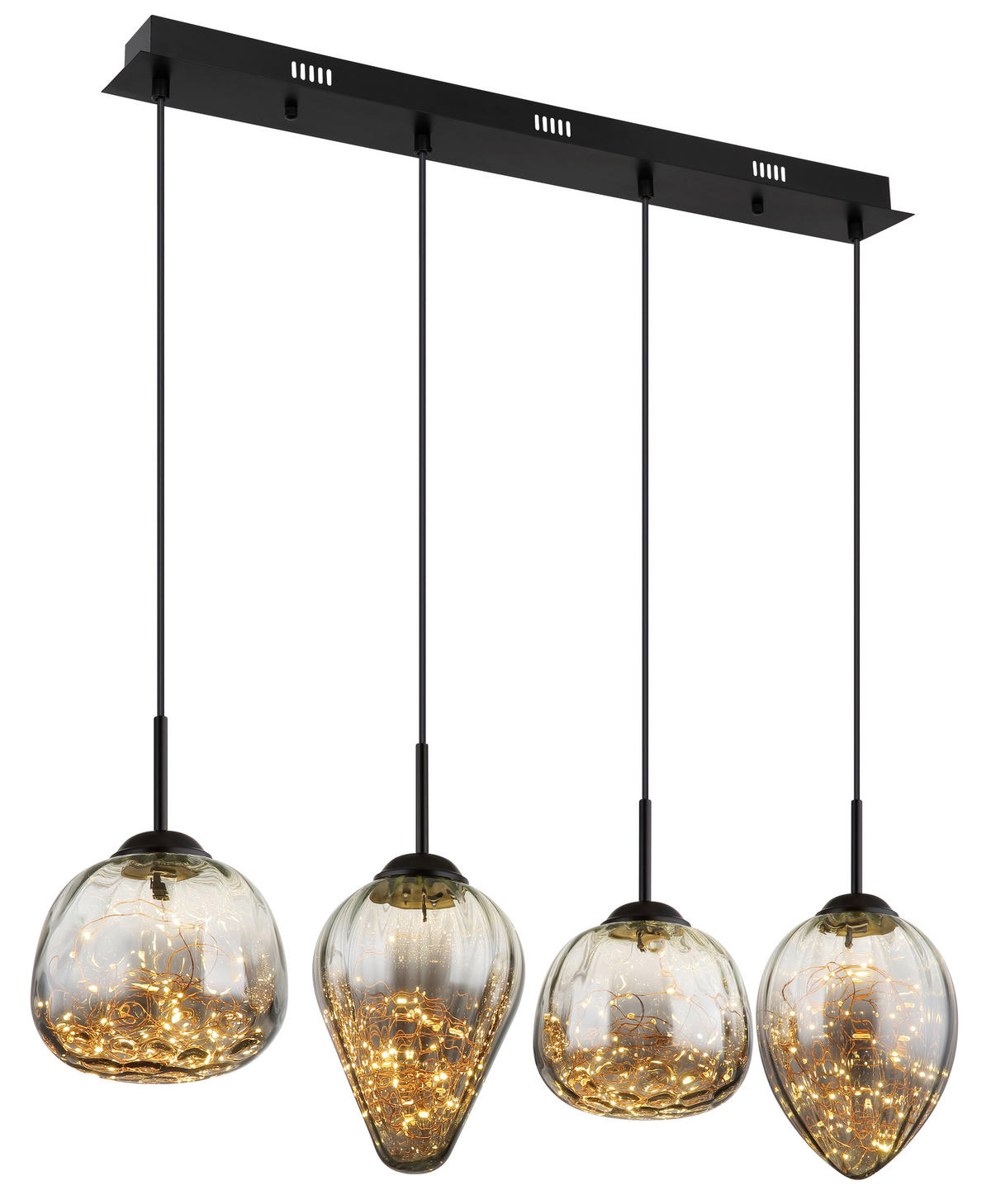 LED-HÄNGELEUCHTE 91/20/120 cm  - Klar/Schwarz, Design, Glas/Metall (91/20/120cm) - Globo