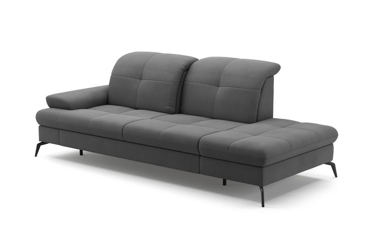 RÉCAMIERE in Flachgewebe Grau  - Schwarz/Grau, Konventionell, Textil/Metall (231/90/122cm) - Sit & More