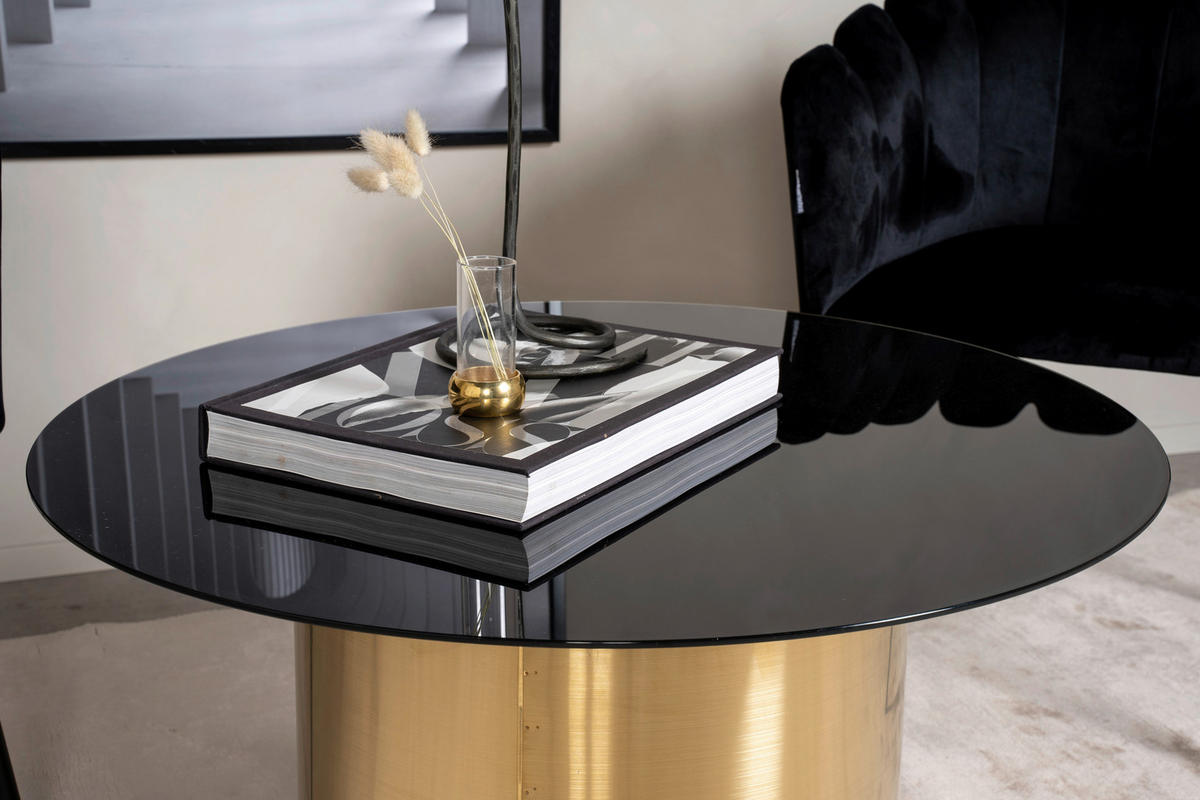 SOFFBORD i metall, glas 80/80/46 cm  - svart/guldfärgad, Design, metall/glas (80/80/46cm) - Livetastic