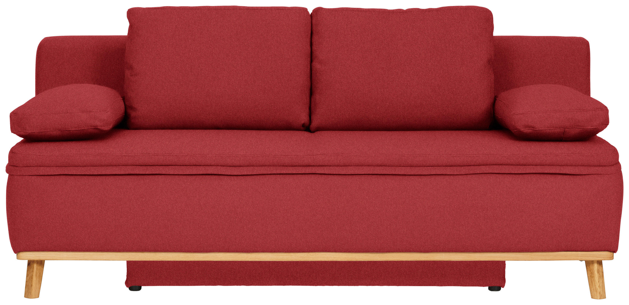 KANAPÉÁGY textil piros  - natúr/piros, Konventionell, textil/fa (203/95/96cm) - Venda