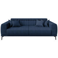 3-SITZER-SOFA Webstoff Dunkelblau  - Schwarz/Dunkelblau, KONVENTIONELL, Textil/Metall (240/80/110cm) - Carryhome