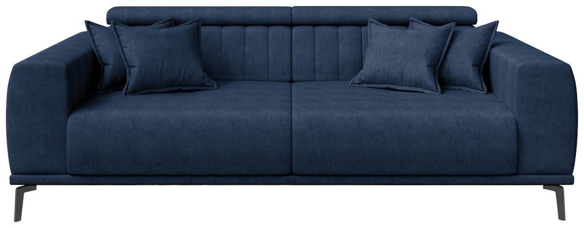 3-SITZER-SOFA Webstoff Dunkelblau  - Schwarz/Dunkelblau, KONVENTIONELL, Textil/Metall (240/80/110cm) - Carryhome