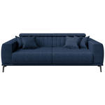 3-SITZER-SOFA Webstoff Dunkelblau  - Schwarz/Dunkelblau, KONVENTIONELL, Textil/Metall (240/80/110cm) - Carryhome