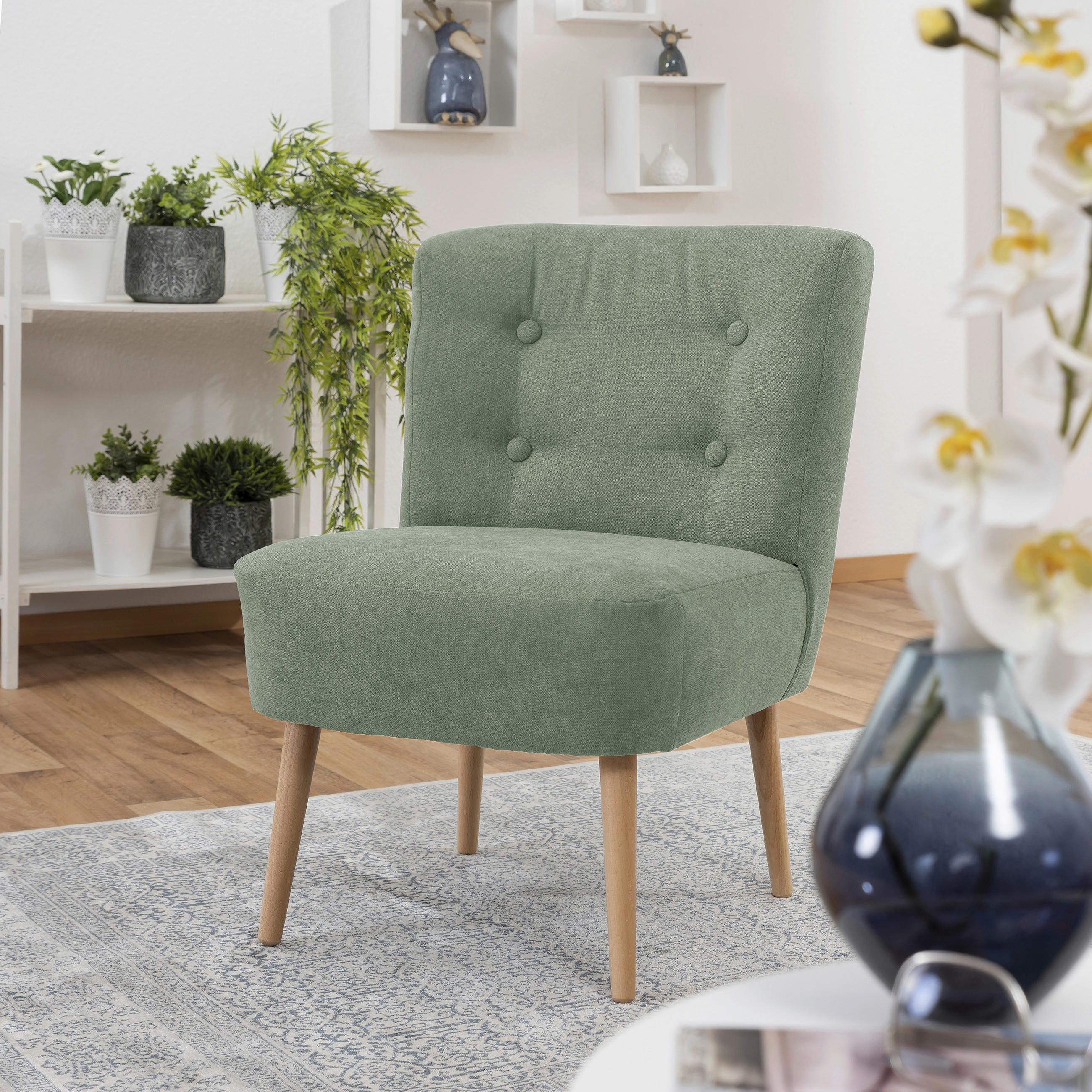 SESSEL in Flachgewebe Hellgrün  - Buchefarben/Hellgrün, Design, Holz/Textil (58/78/68cm) - Max Winzer