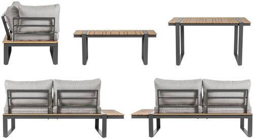 DINING-LOUNGESET 240/240 cm Aluminium  - Anthrazit/Naturfarben, Basics, Metall (240/240cm) - Bizzotto