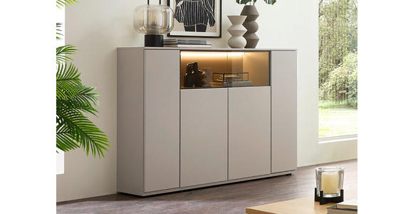 HIGHBOARD Grau  150/116/40 cm  - Schwarz/Grau, KONVENTIONELL, Glas/Holzwerkstoff (150/116/40cm) - Venda