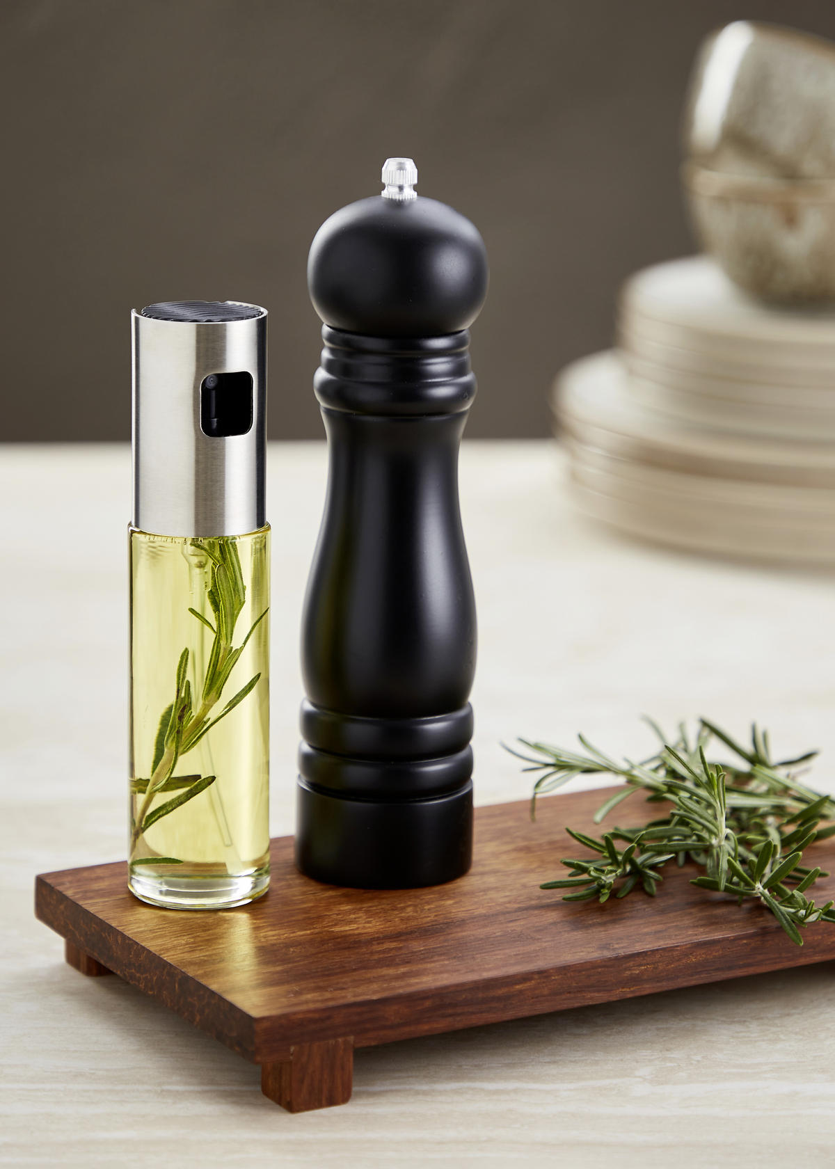 OLJA-/VINÄGERFLASKA - stålfärgad/transparent, Basics, metall/glas (17,5/4/4cm)