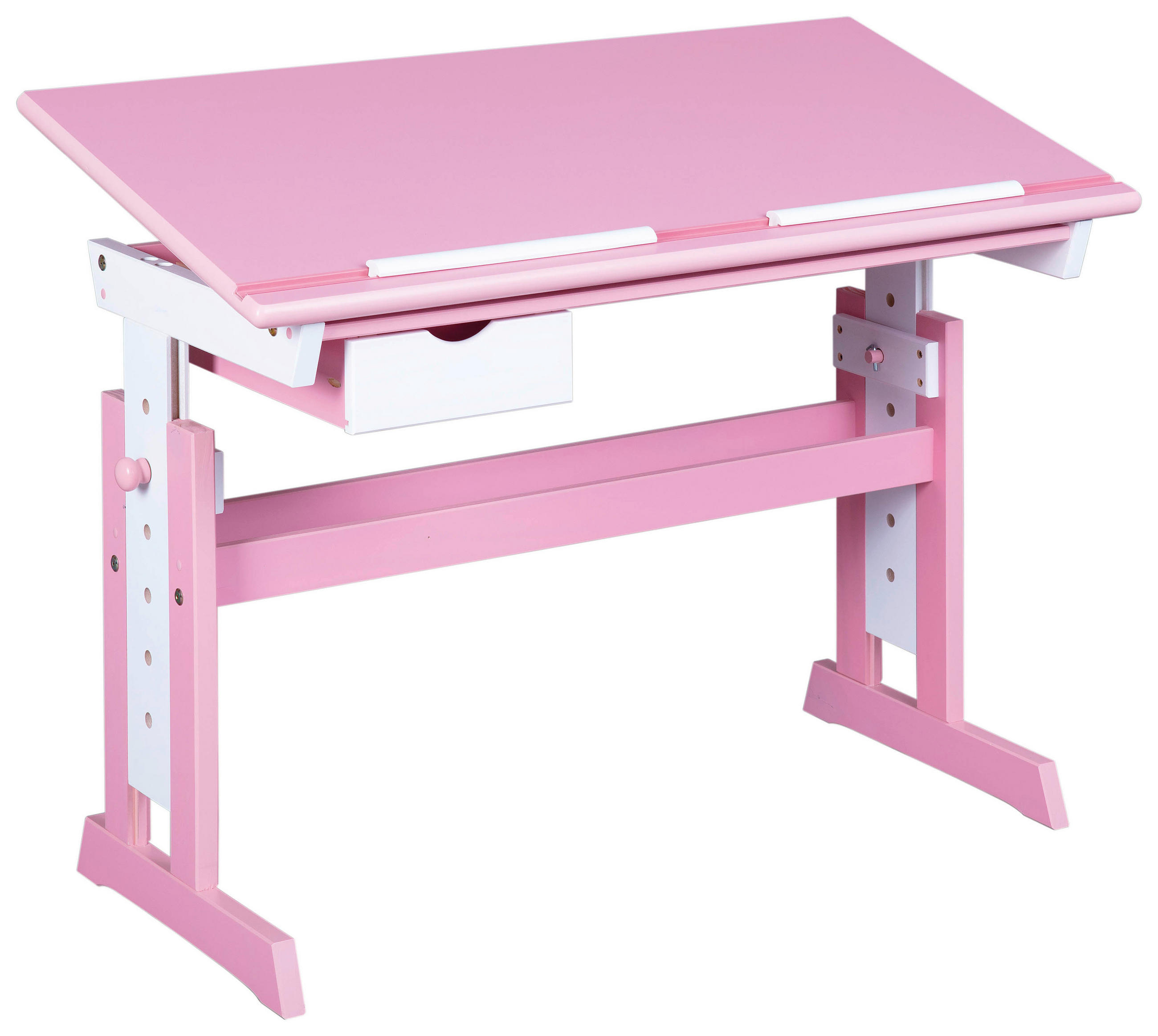 SKRIVBORD UNGDOM 109/55/63-96 cm  i rosa, vit  - vit/rosa, Basics, trämaterial/trä (109/55/63-96cm) - MID.YOU