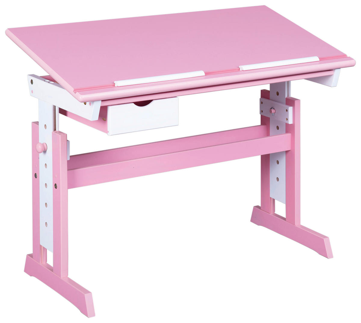 SKRIVBORD UNGDOM 109/55/63-96 cm  i rosa, vit  - vit/rosa, Basics, trämaterial/trä (109/55/63-96cm) - MID.YOU