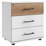 NACHTKÄSTCHEN 52/58/38 cm  in Weiß, Plankeneiche  - Plankeneiche/Schwarz, KONVENTIONELL, Holzwerkstoff/Kunststoff (52/58/38cm) - Carryhome