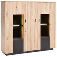 HIGHBOARD  in 150/137/37 cm  - Eichefarben/Anthrazit, Design, Glas/Holzwerkstoff (150/137/37cm) - Carryhome