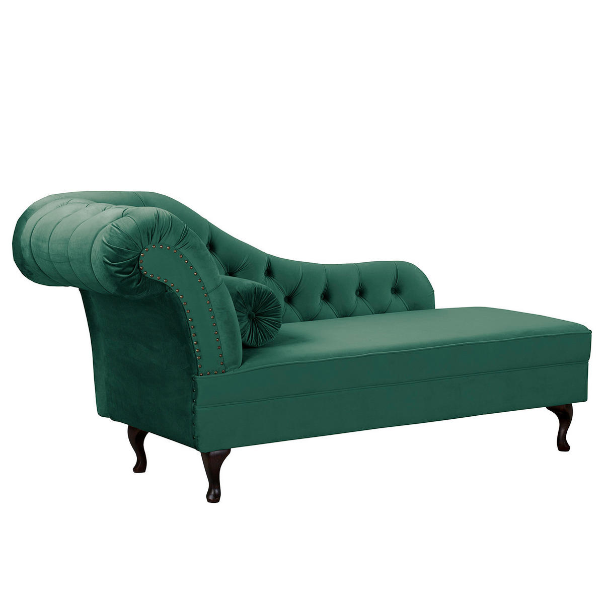 RÉCAMIERE Samt Grün  - Braun/Grün, Design, Holz/Textil (185/93/75cm) - Livetastic