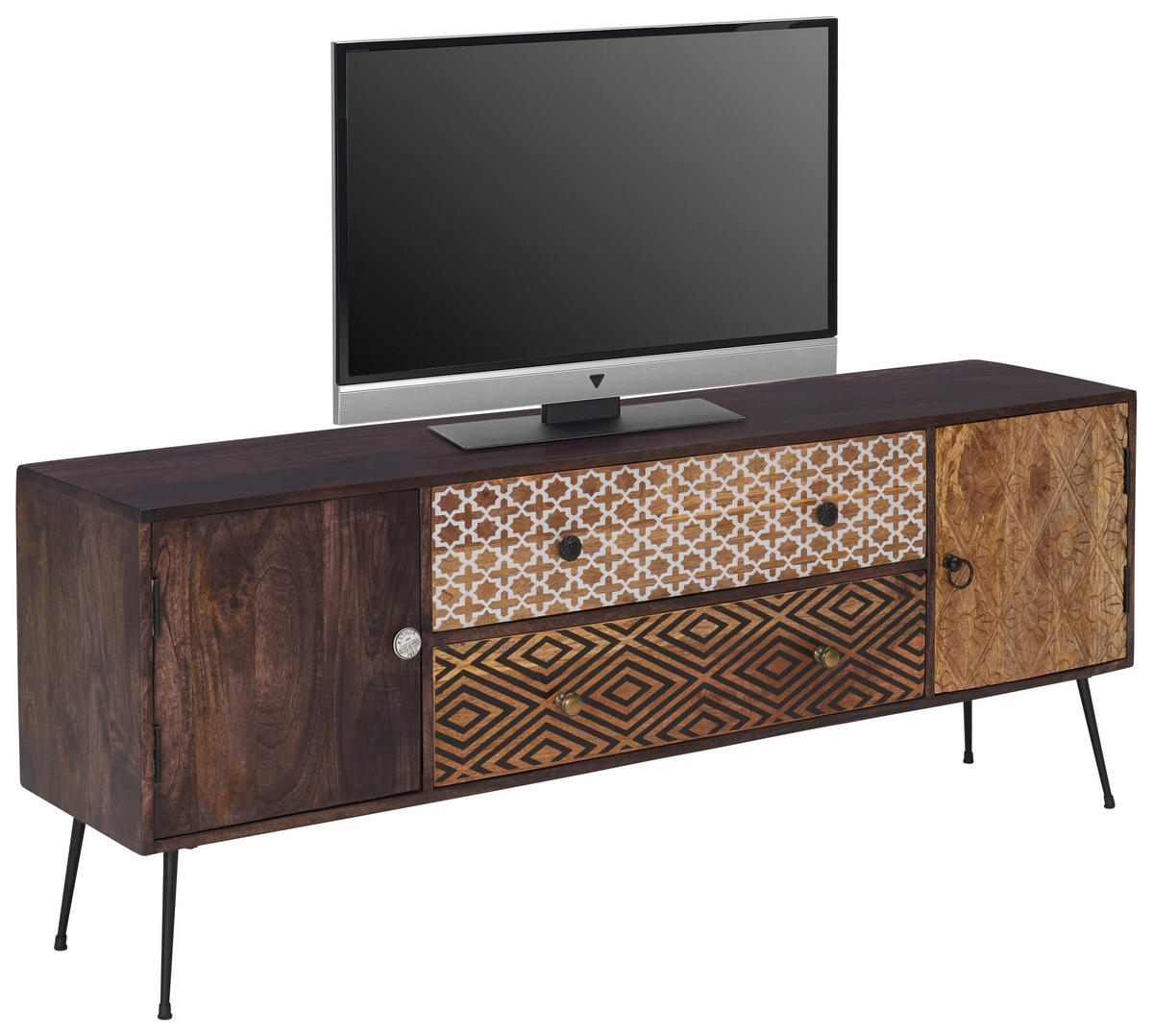 COMODĂ JOASĂ 157/60/35 cm  - maro/alb, Lifestyle, metal/lemn (157/60/35cm) - Landscape