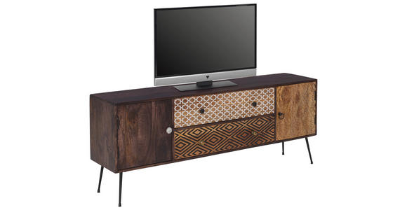 LOWBOARD  in 157/60/35 cm  - Messingfarben/Multicolor, LIFESTYLE, Holz/Metall (157/60/35cm) - Landscape