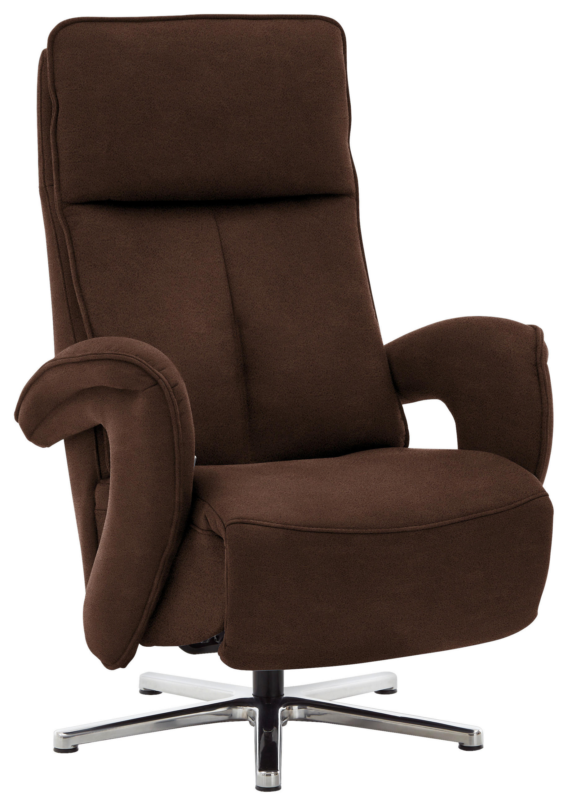 RELAXSESSEL Mikrofaser Kopfteilverstellung    - Chromfarben/Braun, Design, Textil/Metall (77/110/87cm) - Valdera