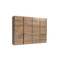 SCHWEBETÜRENSCHRANK 300/216/65 cm 4-türig Plankeneiche  - Chromfarben/Plankeneiche, MODERN, Holzwerkstoff (300/216/65cm) - MID.YOU
