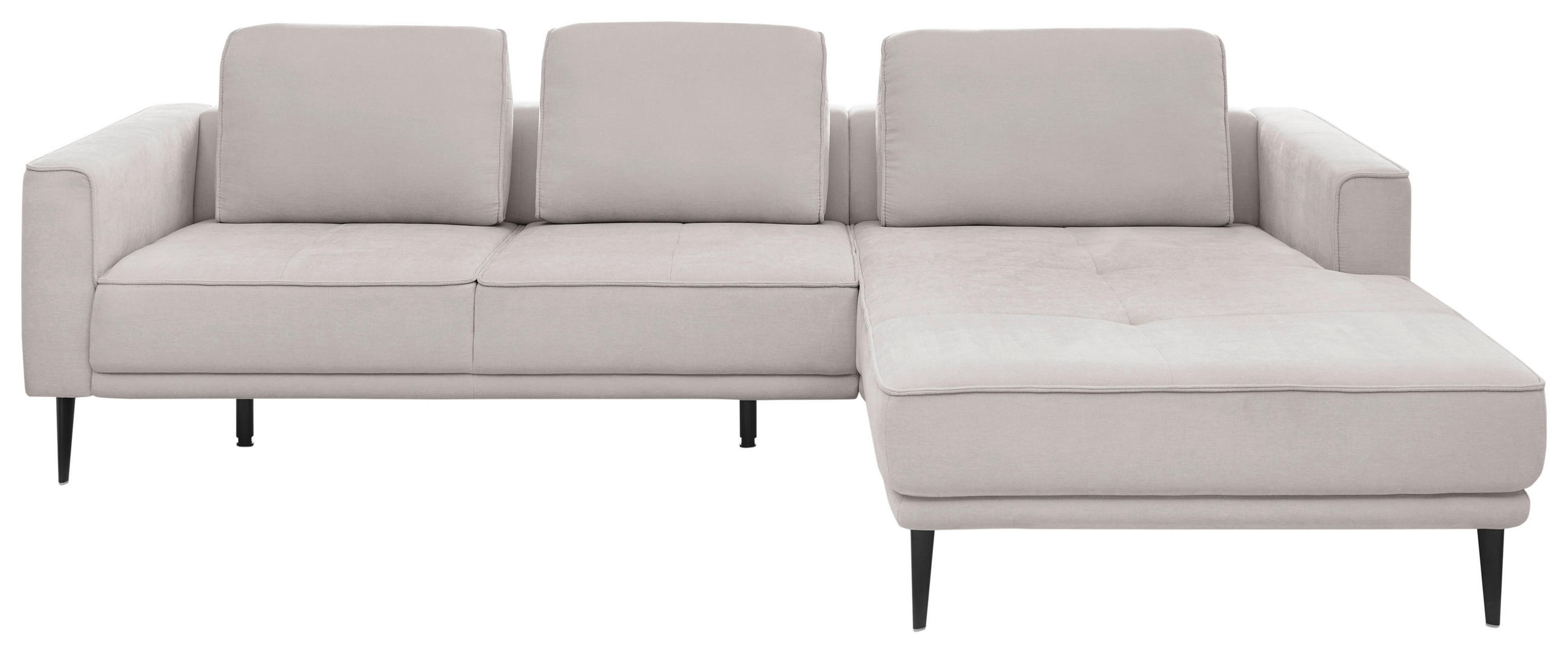 ECKSOFA Hellgrau Flachgewebe  - Hellgrau/Schwarz, KONVENTIONELL, Textil/Metall (279/193cm) - SetOne by Musterring