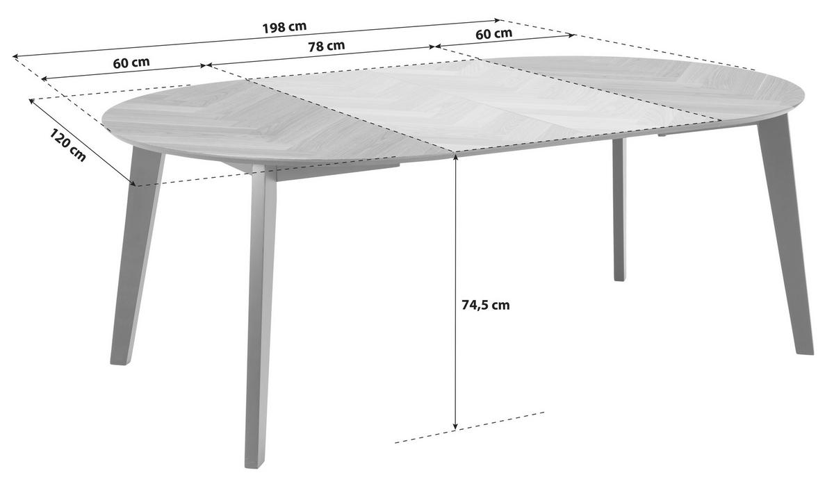 ESSTISCH Schwarz, Eichefarben rund  ausziehbar  - Eichefarben/Schwarz, Trend, Holz/Holzwerkstoff (120/120/74,5cm) - MID.YOU