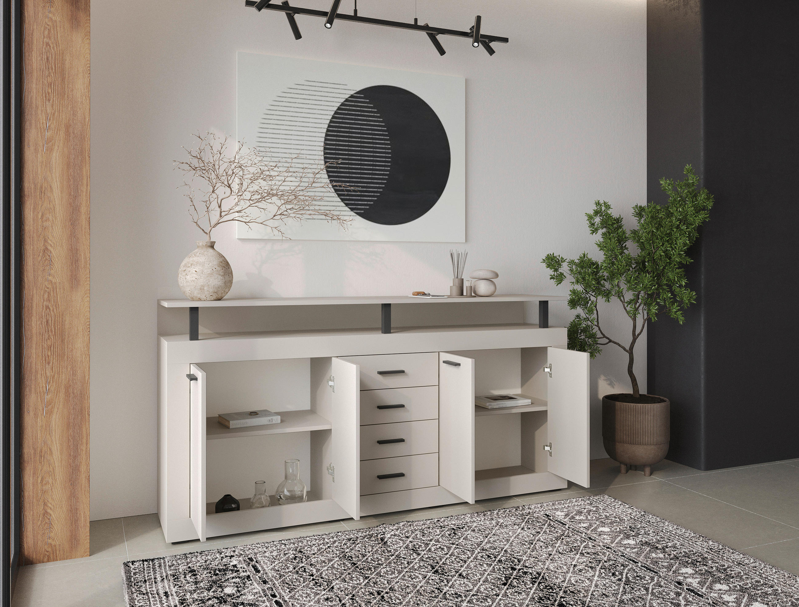SIDEBOARD  in 195/88/38 cm  - Kaschmir/Anthrazit, Basics, Holzwerkstoff/Kunststoff (195/88/38cm) - Xora